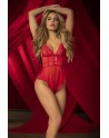 Body rouge effet babydoll et string assorti - MAL7445RED