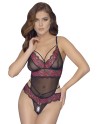 Body string en dentelle florale bicolore et résille - R2642859