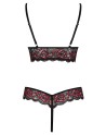 Body string en dentelle florale bicolore et résille - R2642859